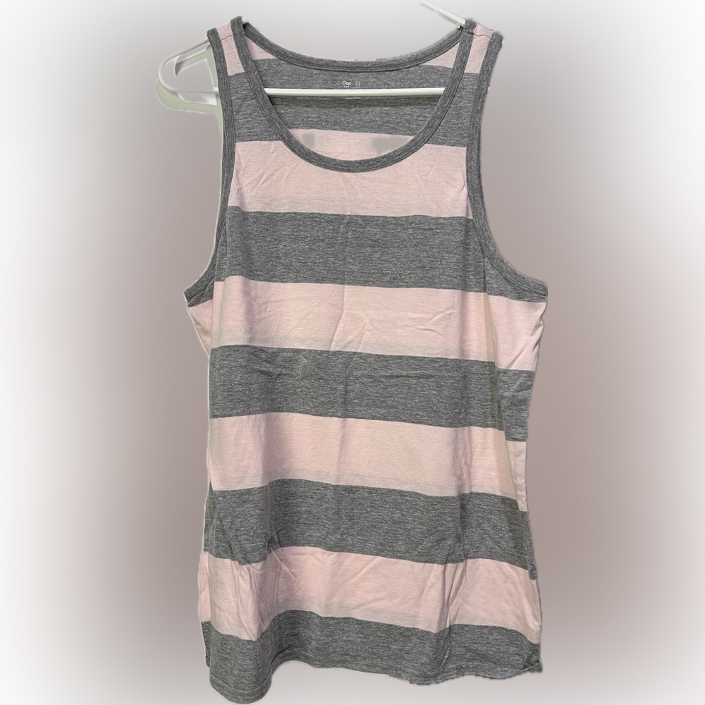 GAP Gray and Pink Striped Men's Tank Top